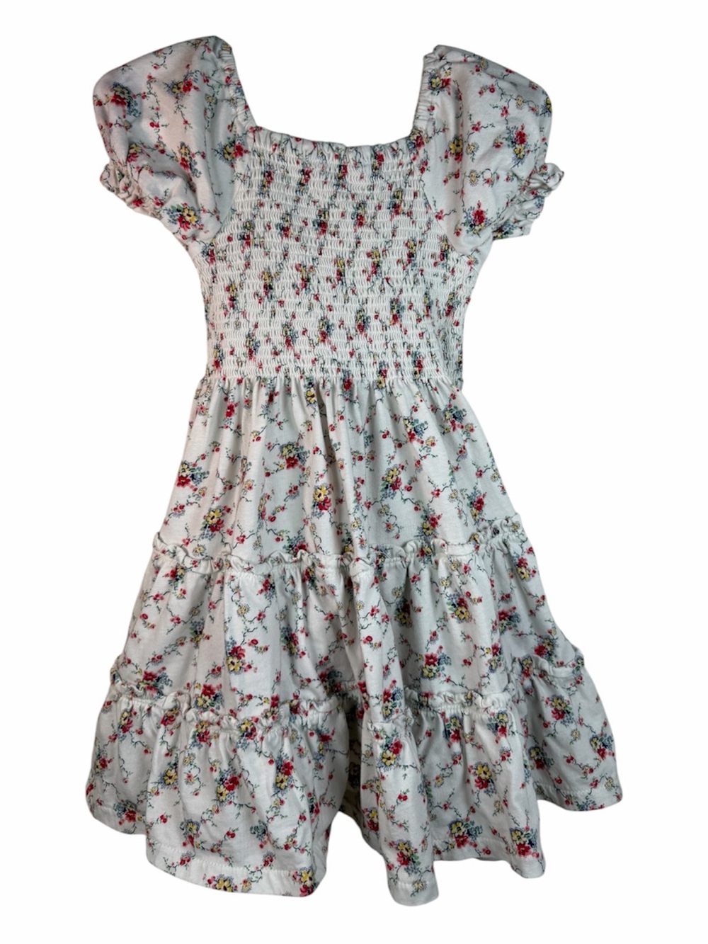 Polo Ralph Lauren Floral Smocked Cotton Jersey Dress 4 Ruffle Tiered Summer